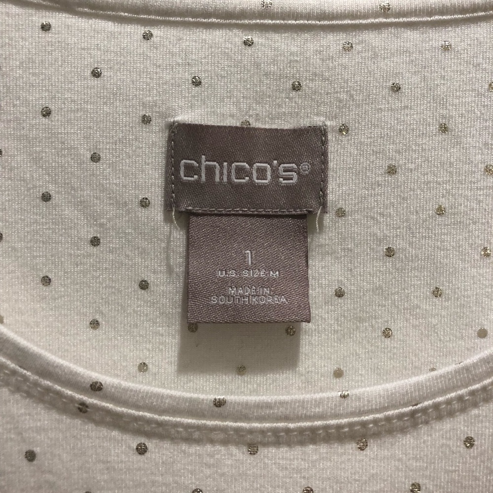 Ivory and gold dot long sleeve tee from Chicos.